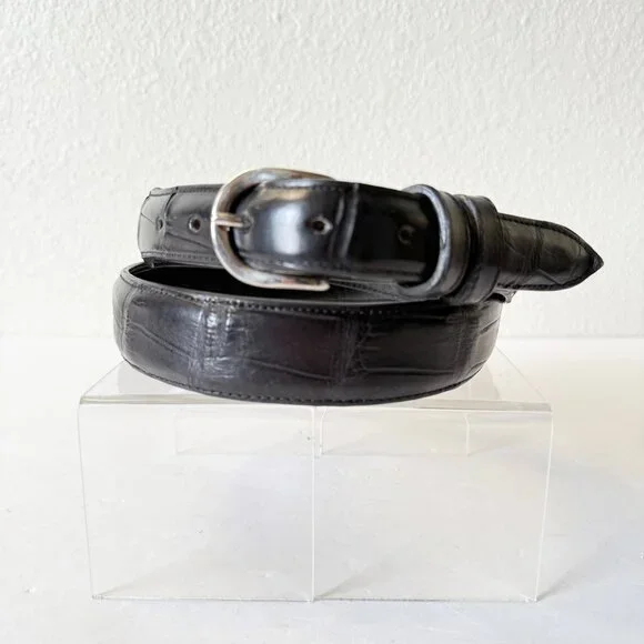 Rod Patrick Mens Western Belt Black Genuine Caiman Leather Size 44